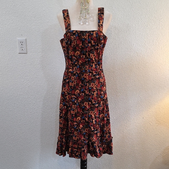 jcpenney Dresses & Skirts - Vintage JCPenney Corduroy  Multicolor Floral Midi Dress Sz 15
